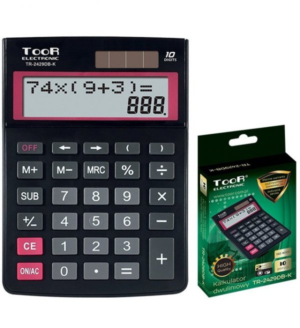 Kalkulator dwuliniowy TOOR TR-2429DB-K 10-pozycyjny 120-1903 (X)