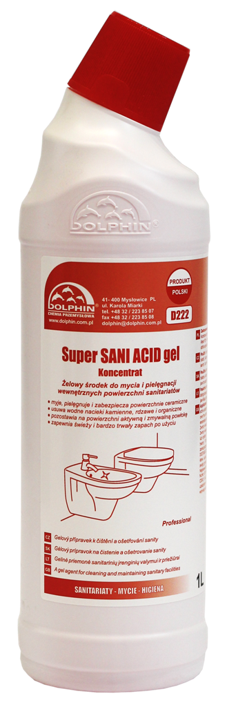DOLPHIN Super Sani Acid Gel 1L - Żelowy środek do mycia i pielęgnacji wewnętrznych powierzchni sanitariatów D 222/1