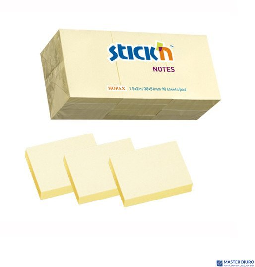 Bloczki STICKN 38x51mm żółty pastele 12bloczków x 100 kartek 21530