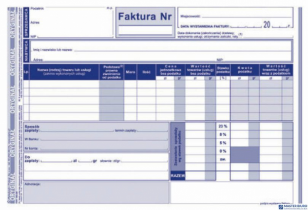 103-3E Faktura VAT netto (pełna) A5 oryginał+kopia  MICHALCZYK i PROKOP