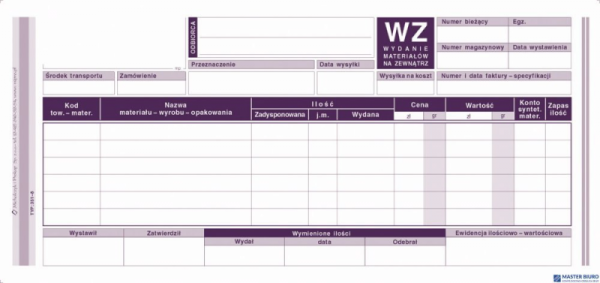 Wydanie materiałów na zewnątrz WZ, 1/3 A4 80 kartek, 10-351-8 DOTTS