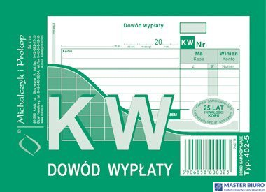 Dowód Wypłaty KW, A6 80 kartek, 10-402-5 DOTTS