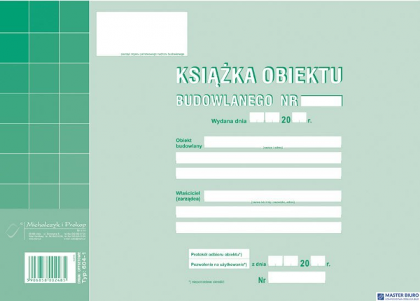 Książka obiektu budowlanego, A4 zeszyt, 10-604-1N DOTTS