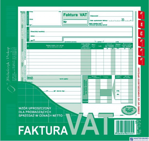 112-2E Faktura z osobnym wskazaniem nabywcy i odbiorcy 2/3A4 MICHALCZYK