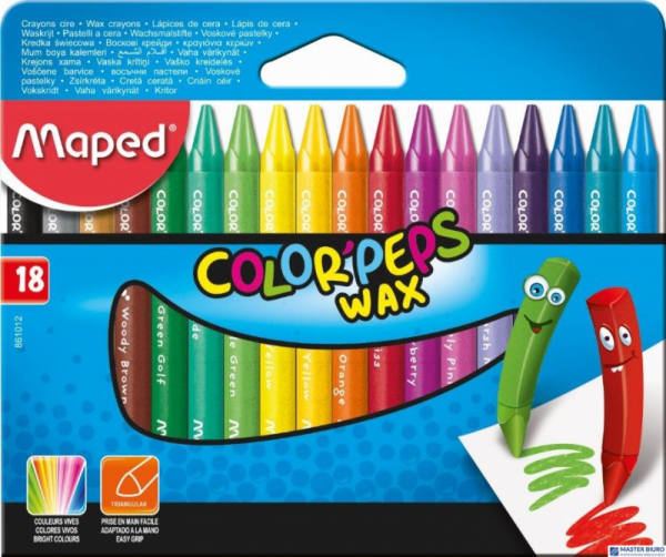 Kredki COLORPEPS świecowe 18 kolorów 861012 MAPED
