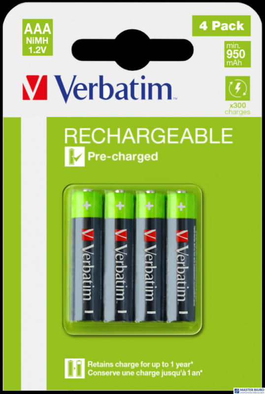 Akumulatory VERBATIM HR3 AAA 950 mAh BLISTER 4szt. 49514