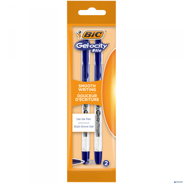 Długopis żelowy BIC Gel-ocity Stic 0.5mm niebieski, blister 2szt, 989707