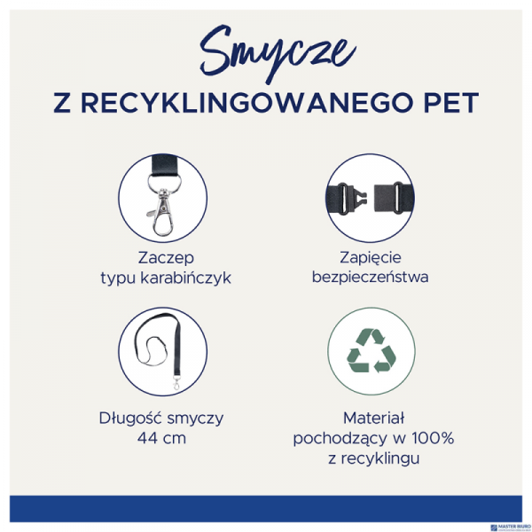 Smycz na identyfikator z recyklingowanego PET, 10 szt.; 15 x 440 mm; fioletowe smycze, Avery 4842P