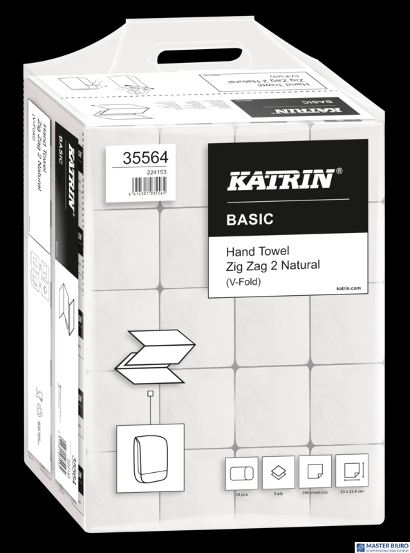 Ręczniki składane KATRIN BASIC Zig Zag 2 Natural, ZZ, 20 x 200, Handy Pack, 35564, opakowanie: 20 owijek