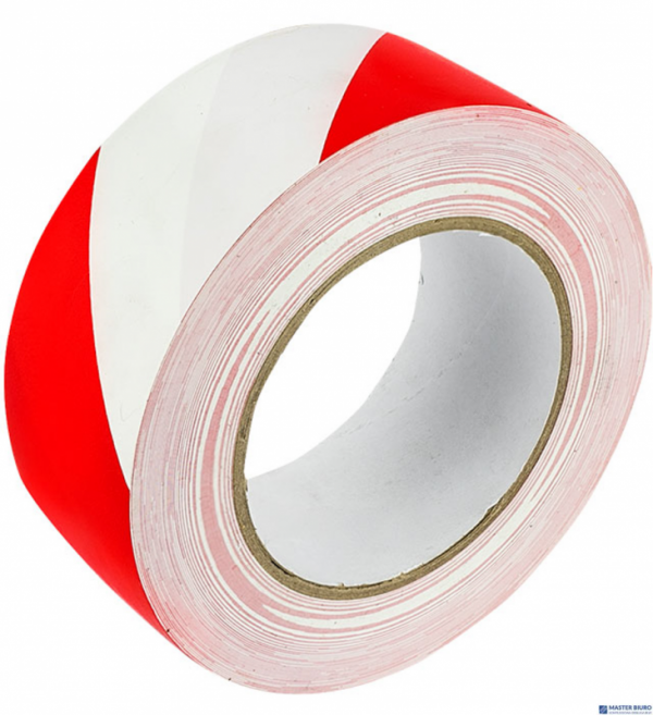Taśma ostrzegawcza samoprzylepna biało-czerwona GRAND 48mm 50m SOLVENT/kauczuk naturalny 130-1961