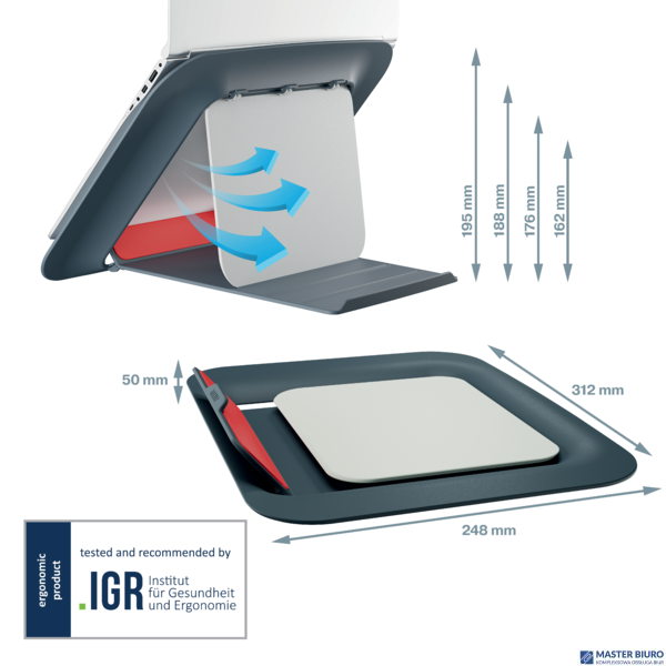 Podstawka pod laptopa Ergo Cosy, szara Leitz 64260089