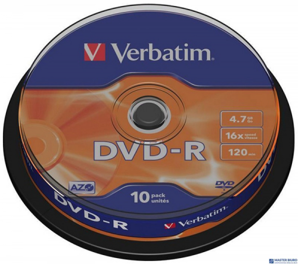 Płyta DVD-R VERBATIM CAKE(10) 4.7GB x16 Matt Silver 43523