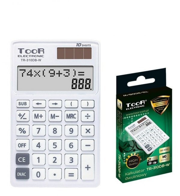 Kalkulator dwuliniowy TOOR TR-310DB-W 10-pozycyjny 120-1904 (X)