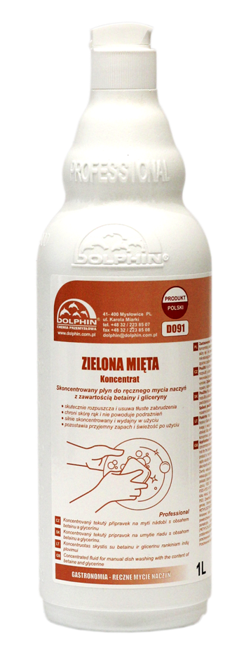DOLPHIN Zielona mięta 1L - Skoncentrowany płyn do ręcznego mycia naczyń z zawartością betainy i gliceryny D 091/1