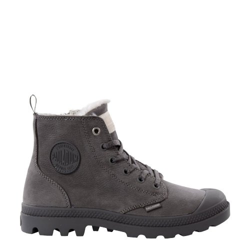 Trapery damskie Palladium PAMPA HI ZIP WL skórzane szary 95982-055 Ocieplane