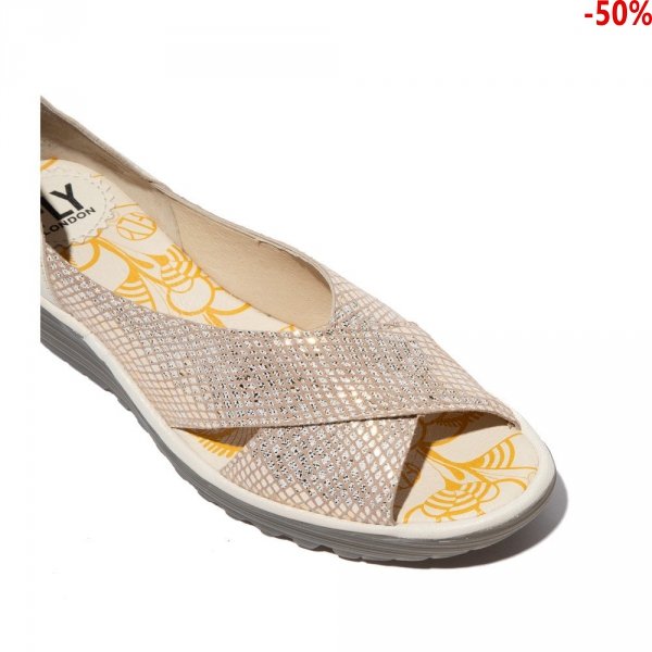 Sandały Fly London YOMA307 Tan Gold Off White P501307005