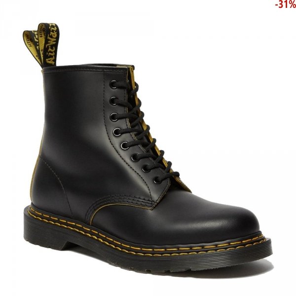 Buty Dr. Martens 1460 DOUBLE STICH Black+Yellow Slice 26100032
