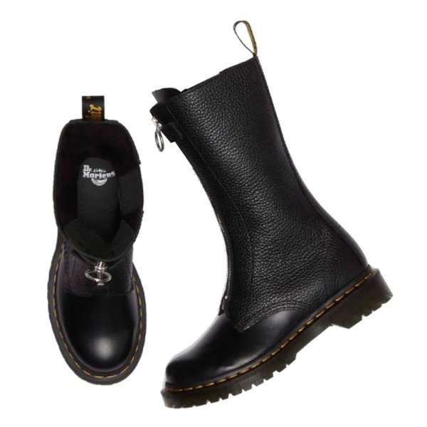 Kozaki Dr. Martens 1B99 Frnt Zip Black Wanama &amp; Black Milled Nappa 32053001