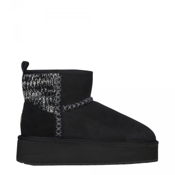 Buty Emu AUSTRALIA STINGER KNIT Flatform Black W13143 Ocieplane