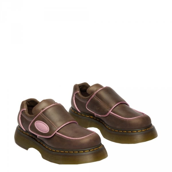 Półbuty Dr. Martens BUZZ STRAP VELCRO Dark Brown Wyoming 42845200