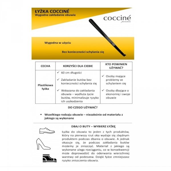 Łyżka do butów plastikowa długa złoty 60 cm