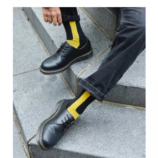 Skarpety Dr. Martens DOUBLE DOC SOCKS Organic Cotton Blend Black Yellow AC742018