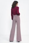 Nife Spodnie wide leg w bordową jodełkę - SD82