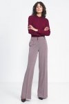Nife Spodnie wide leg w bordową jodełkę - SD82