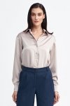Nife Satynowa koszula body - beż - K80