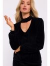 Moe M831 Welurowa bluzka z dekoltem typu halter neck - czarna