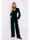 Moe M831 Welurowa bluzka z dekoltem typu halter neck - zielona