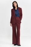Nife Spodnie z zakładkami, wide leg - bordo - SD102
