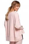 Moe M491 Bluza z rozcięciami na bokach i lampasem - cukierkowy róż