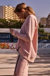 Moe M492 Bluza z klamerkami i lampasami na przodzie - cukierkowo różowa