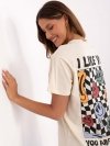 T-shirt-D12022AC02645E-jasny beżowy rozmiar - S