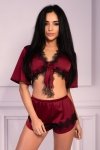 Zmysłowa Koszulka Damska Maurea LC 90562 Cherry Mahogany Claret Bordowy Collection LivCo Corsetti Fashion rozmiar - L/XL