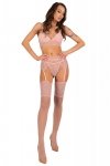 Zmysłowy komplet Flooranis Peach Emporio Collection Brzoswiniowy LivCo Corsetti Fashion rozmiar - L/XL