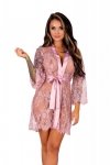 Sheer Pink/Różowy damski szlafrok koronkowy LivCo Corsetti Fashion rozmiar - S/M