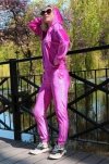 Dollien Fuchsia/Fuksja welurowy komplet dresowy z kapturem Merribel rozmiar - S