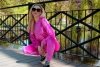 Dollien Fuchsia/Fuksja welurowy komplet dresowy z kapturem Merribel rozmiar - M