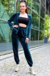 Klindey Turquoise/Turkusowy welurowy komplet dresowy z rozpinaną bluzą Merribel rozmiar - S