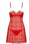 Obsessive Babydoll i stringi Claussica czerwone