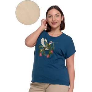 BLUZKA DAMSKA OVERSIZE Z ARTYSTYCZNYM NADRUKIEM BD1800-013