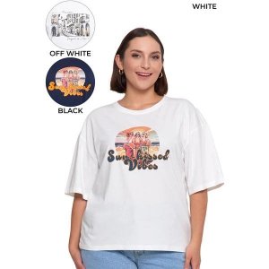 T-SHIRT DAMSKI OVERSIZE Z NADRUKIEM BD1900-037