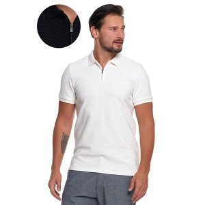 KOSZULKA POLO MĘSKA Z ZAMKIEM I KOŁNIERZYKIEM OTP3600-001