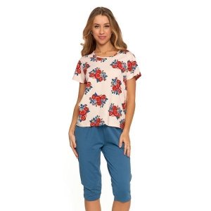 PIŻAMA DAMSKA Z KRÓTKIM RĘKAWEM PLUS SIZE I NADRUKIEM PDD3800-011 S/S 2025