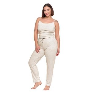 PIŻAMA DAMSKA NA RAMIĄCZKACH PRĄŻKOWANA DZIANINA PLUS SIZE PDD4400-011 S/S 2025