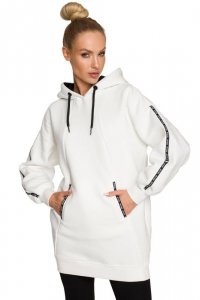 Moe M696 Bluza z kapturem i ozdobnymi lampasami - ecru