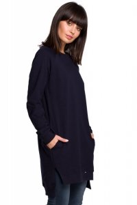 BeWear B101 Bluza - tunika z rozcięciami po bokach - granat