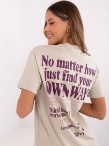 T-shirt-D12022AC02645G-beżowy rozmiar - M